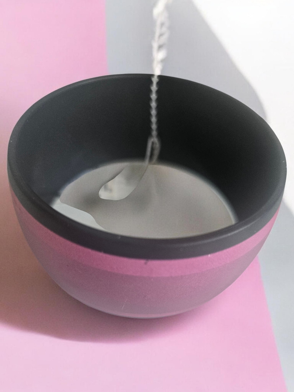 Pink and Gray Silicone Bath Bowl with Pour Spout